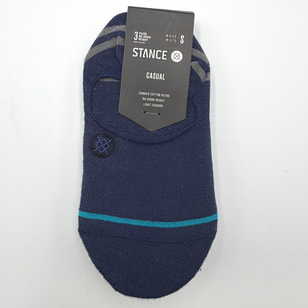 Stance Gamut 2 No Show Socks Womens S Navy Blue 3 Pack NWT Casual Striped